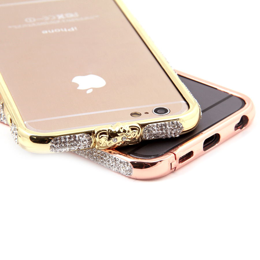 Бампер металлический со стразами для iPhone 6/6s Золотой