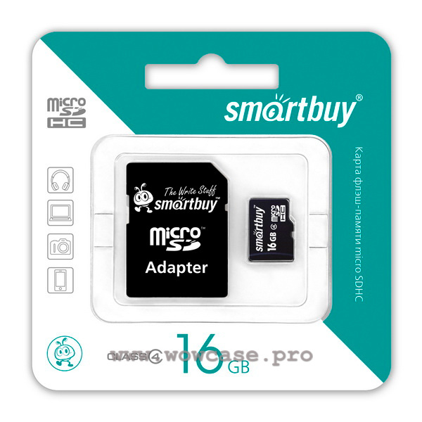 Карта памяти microSDHC 16gb SmartBuy Class 10 с адаптером SD